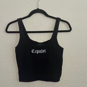 Forever 21 Black Tank Top with White Capulet Logo